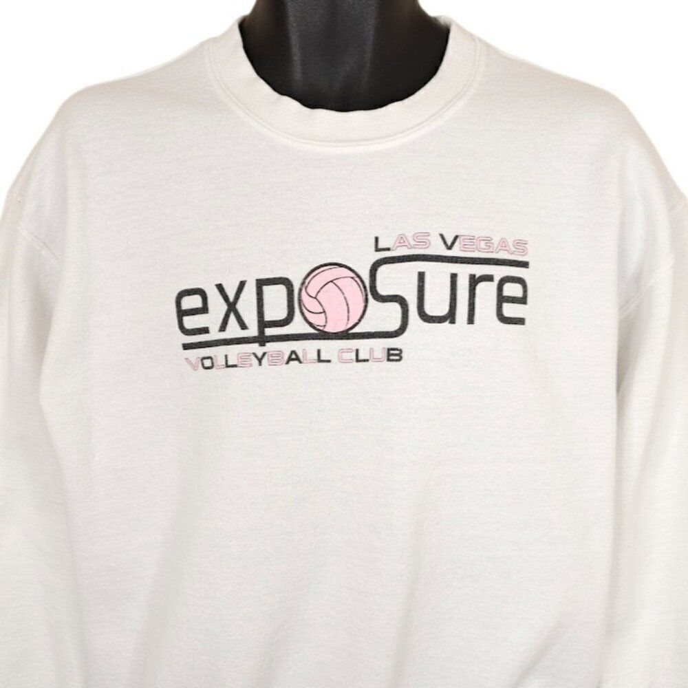Volleyball Club Sweatshirt Mens Size Medium White Las Vegas Exposure
